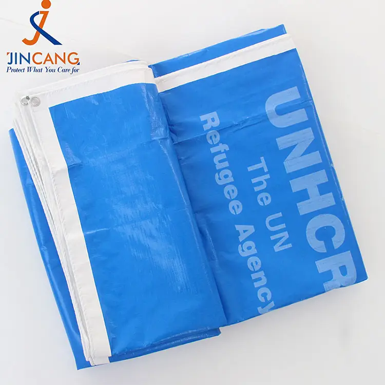 220g Blue Blanc avec imprimé PE Tarpaulin